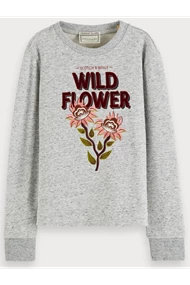 SCOTCH&SODA CREWNECK SWEAT WITH WORKED-OUT ARTWORK