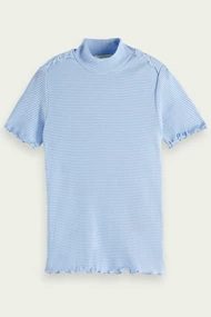 SCOTCH&SODA FITTED HIGH-NECK SS T-SHIRT
