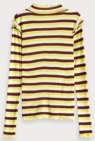 SCOTCH&SODA FITTED L.S. TEE IN YARN DYED STRIPES