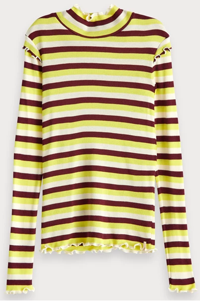 SCOTCH&SODA FITTED L.S. TEE IN YARN DYED STRIPES
