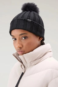 WOOLRICH BEANIE CASHMERE POM-POM