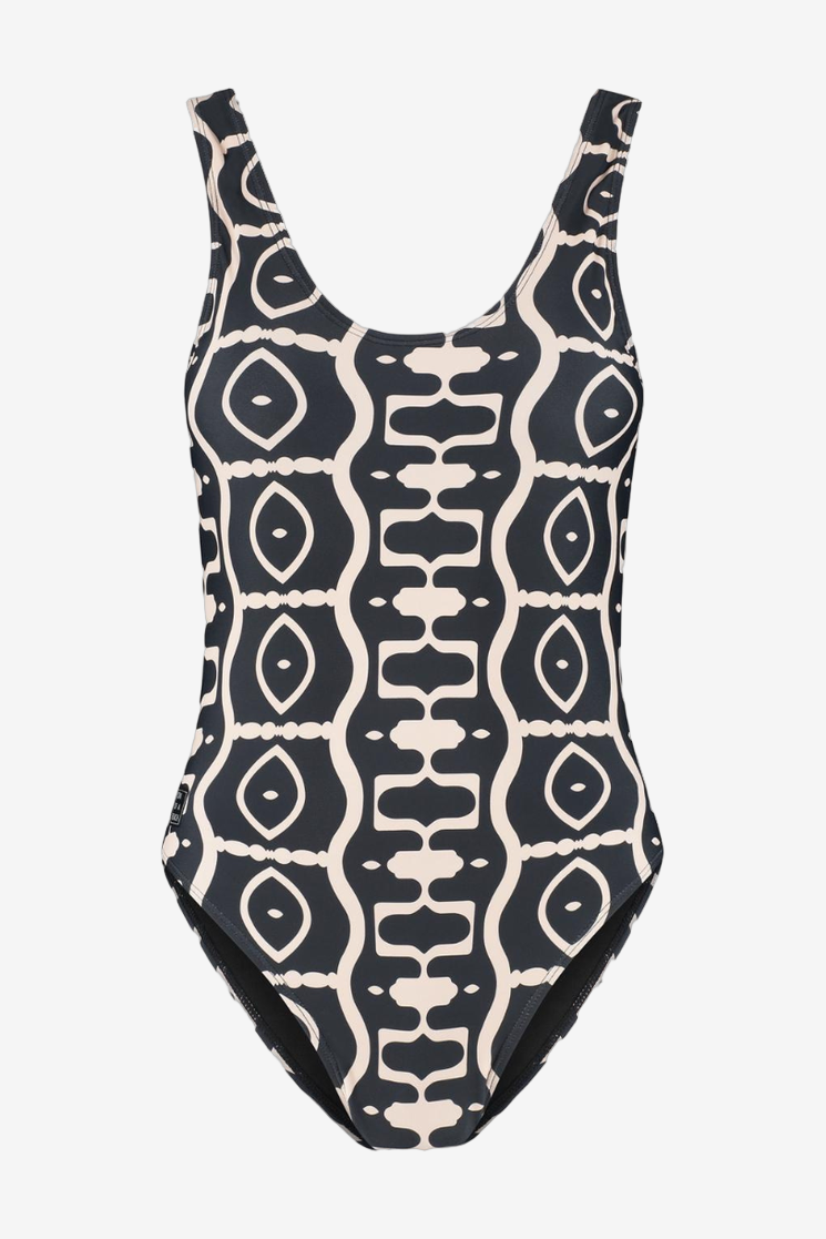 W Abstract Swimsuit Black